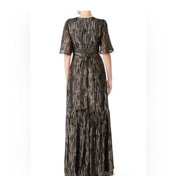 Ba&sh Nixon Metallic Silk Blend Empire Gown size small Black gold- Repaired - Picture 3 of 16